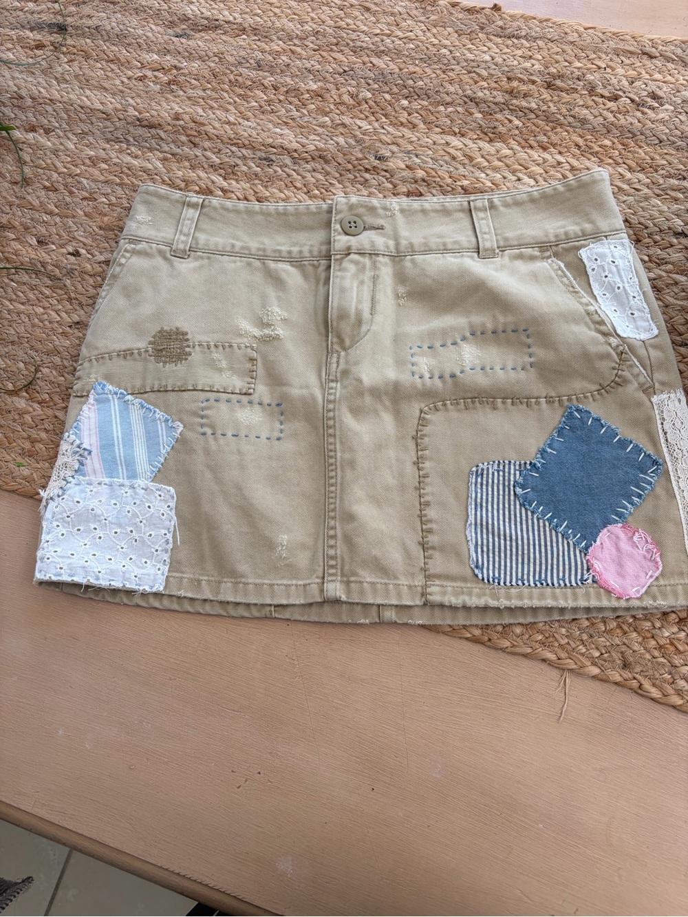 Women’s Junior size 2 /orGirls16 Ralph Lauren vintage patchwork khaki miniskirt